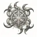 Design a dotwork tattoo combining the zodiac cancer symbol and a cross with intricate patterns tattoo design idea