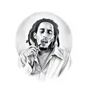 Bob Marley smoking a joint while playing the guitar  tattoo design idea