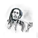 Bob Marley smoking a joint while playing the guitar  tattoo design idea