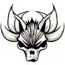  fox Skull with nine tails tattoo design idea