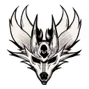  fox Skull with nine tails tattoo design idea