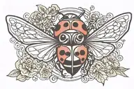 Ladybug flying tattoo design idea