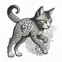 A tattoo featuring a cat playing with the emblem of Beşiktaş, creatively blending your love for animals and your favorite sports team tattoo design idea