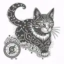 A tattoo featuring a cat playing with the emblem of Beşiktaş, creatively blending your love for animals and your favorite sports team tattoo design idea