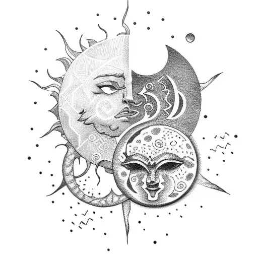 Sun and Moon tattoo design idea