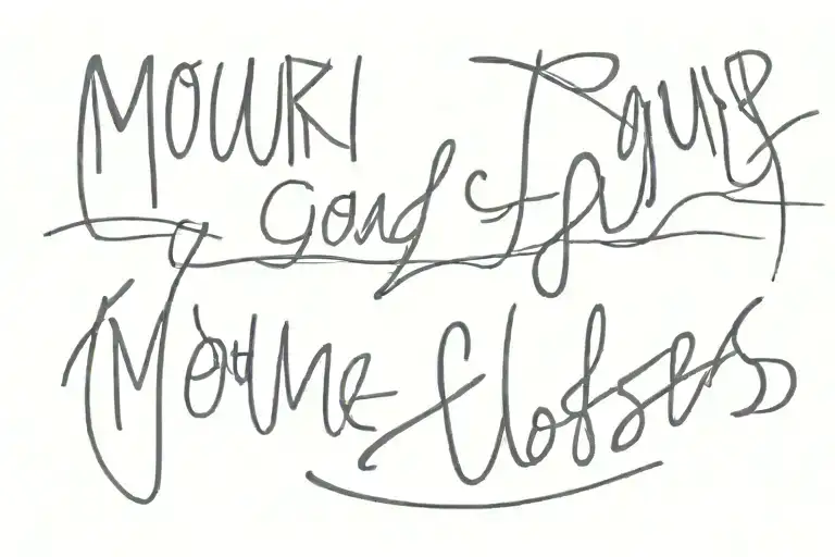 "mourn your losses" striked through, and "embrace your wins" under it. all caps small font, handwritten style tattoo design idea