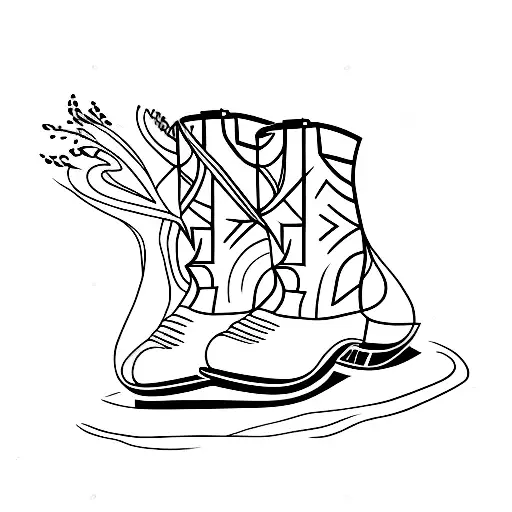 half cowboy boot half figure skate  tattoo design idea