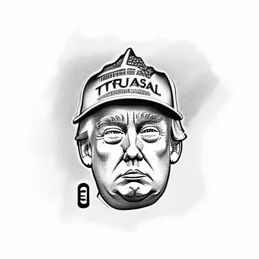trans liberal pissing on trump with a pfizer hat on  tattoo design idea