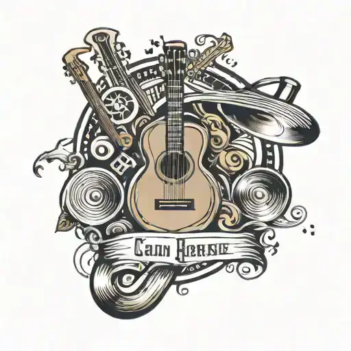 music records with Cajun heritage symbols half sleeve tattoo design idea