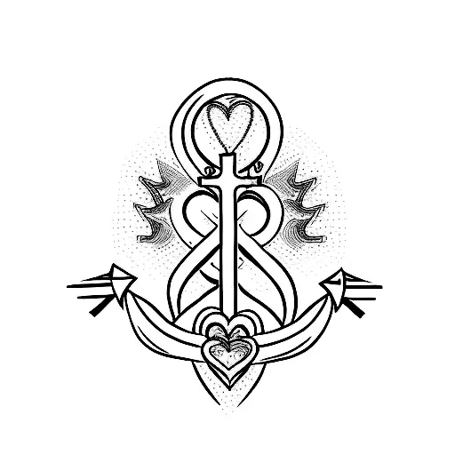 heart for love cross for faith and anchor for stability  tattoo design idea