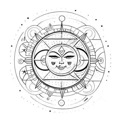 Sun and Moon tattoo design idea
