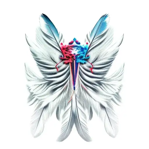 two feathers one looking decomposed and the other lookjng healthy tattoo design idea