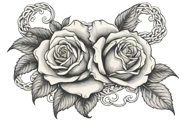 rose intertwined with the sophia written inside tattoo design idea