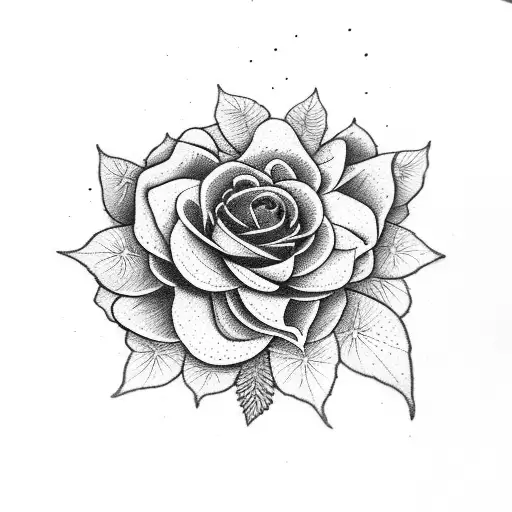 flowersand leafs composition tattoo design idea