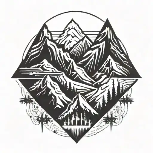 3 mountain peak tattoo design idea