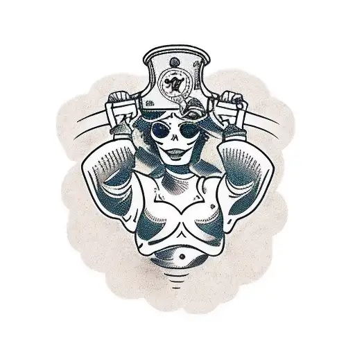 entrenador en gimnasio con antifas entrenando una mujer tattoo design idea
