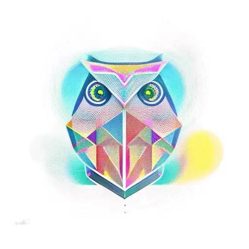 geometric owl tattoo design idea