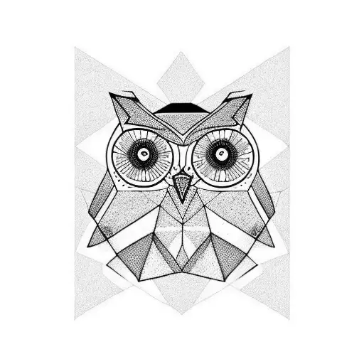 geometric owl tattoo design idea