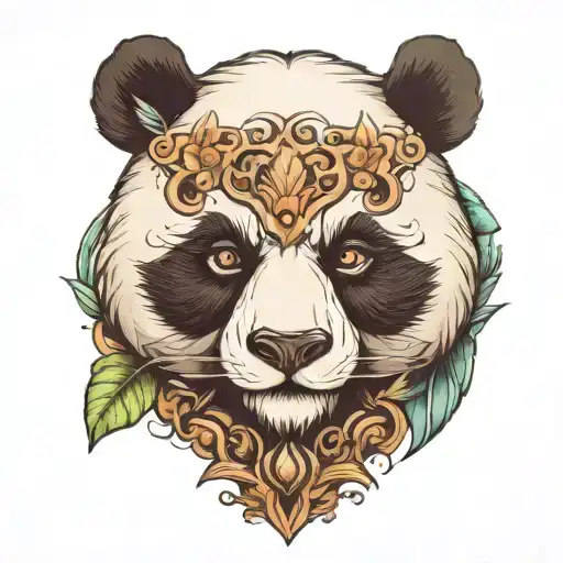 panda face tattoo design idea