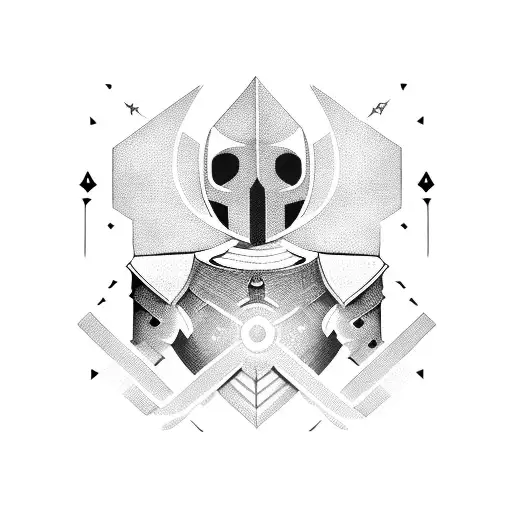 square head knight tattoo design idea