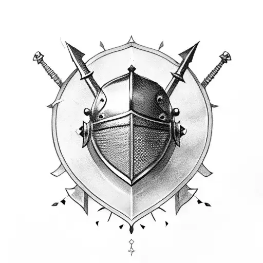 great helm full body knight tattoo design idea