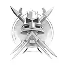 square head knight tattoo design idea