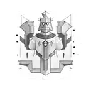 square head knight tattoo design idea