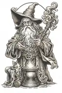 wizard casting a spell tattoo design idea
