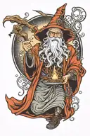 wizard casting a spell tattoo design idea