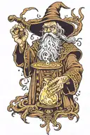 wizard casting a spell tattoo design idea