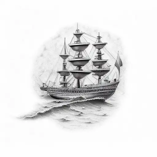 ship with propeller tattoo design idea