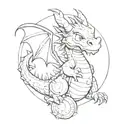 tiny, cute, dragon, guarding a coin inspired tattoo design idea