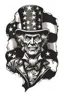 War torn American Flag background with Uncle Sam in the forefront tattoo design idea