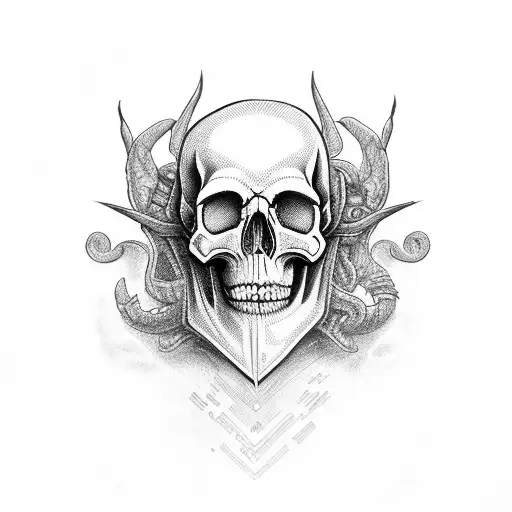 cmentary, skull, devil tattoo design idea