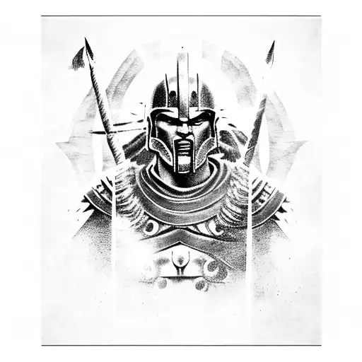 Spartan warrior charging into battle tattoo design idea