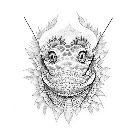 small tattoo in honor of my pet who died on 11/14/2023 (chameleon) tattoo design idea