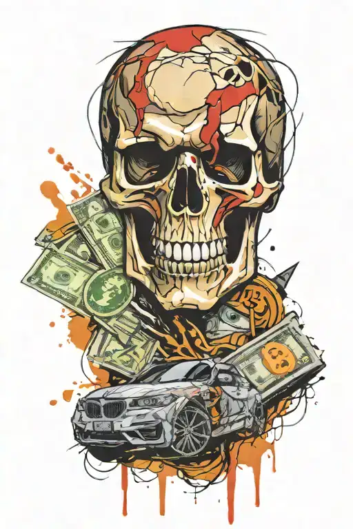 bitcoin angry skull bmw money on the forearm sleeve tattoo tattoo design idea