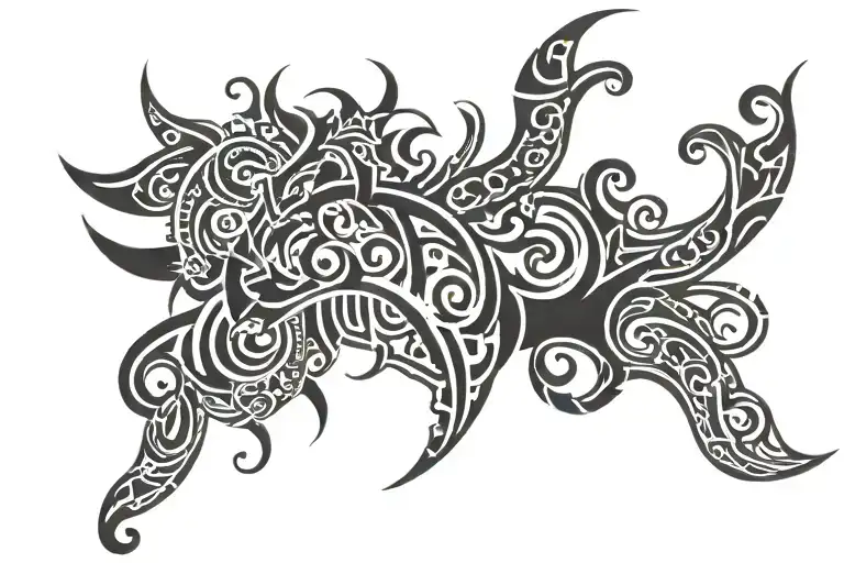 Tribal style tattoo for the lower abdomen in black for men tattoo design idea