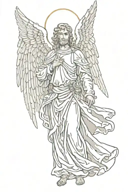 st uriel with background angel wings tattoo design idea