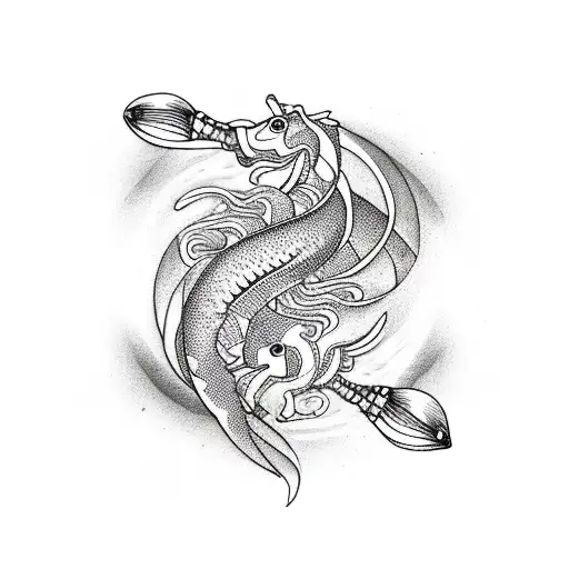 Scorpio protecting Pisces tattoo design idea