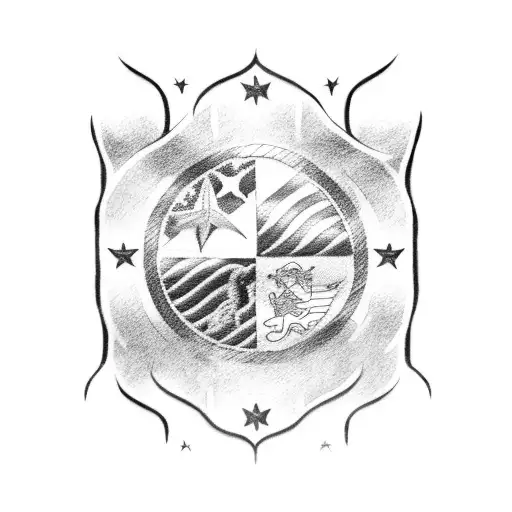 American Samoa flag with USA falg tattoo design idea