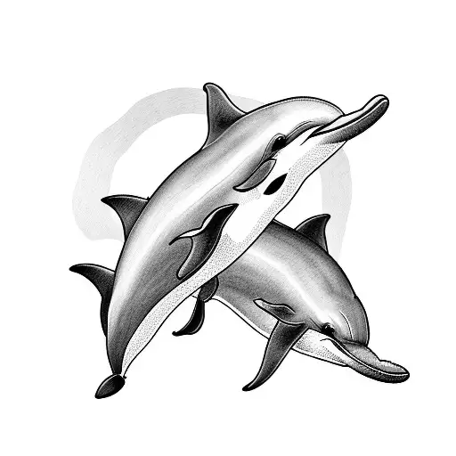 2 dolphins forming a cancer ribbion tattoo design idea