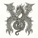 celtic dragon drawn using circuits tattoo design idea