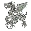 celtic dragon drawn using circuits tattoo design idea