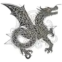 celtic dragon drawn using circuits tattoo design idea