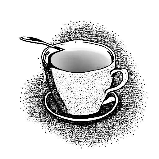 a hot tea cup with honey on a spoon  tattoo design idea