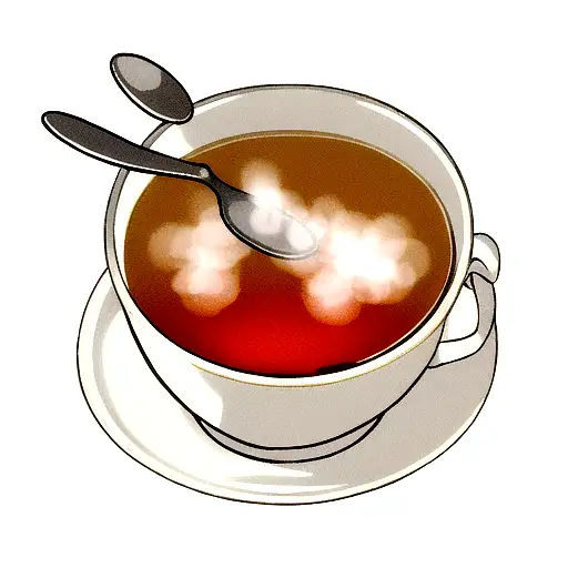 hot tea cup with steam and honey on a spoon tattoo design idea