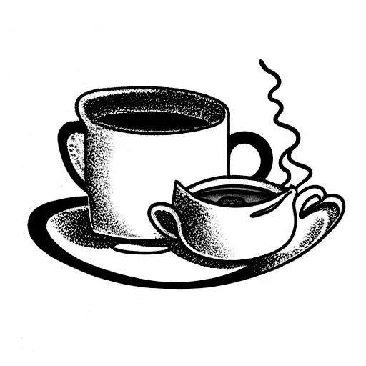 moon with a hot tea cup and honey on the spoon tattoo design idea