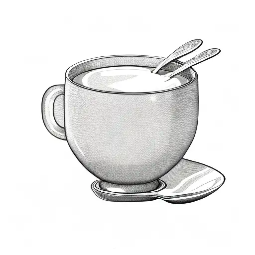 tea cup and a spoon with honey on the moon tattoo design idea