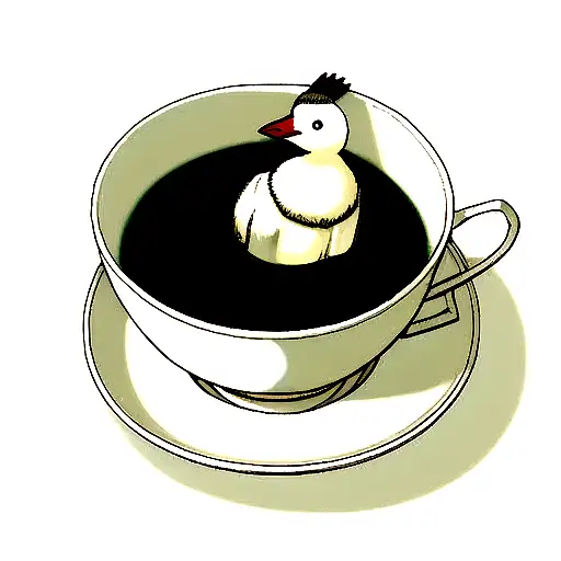 a cartoon goose sitting in a hot tea cup tattoo design idea